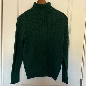 St John Bay Green Turtleneck Cable Knit Sweater Large